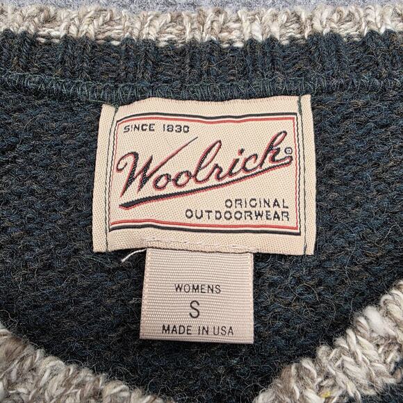 Vintage Woolrich Sweater Womens S Green Nordic Snowflake Wool USA Outdoor Knit - Picture 2 of 16